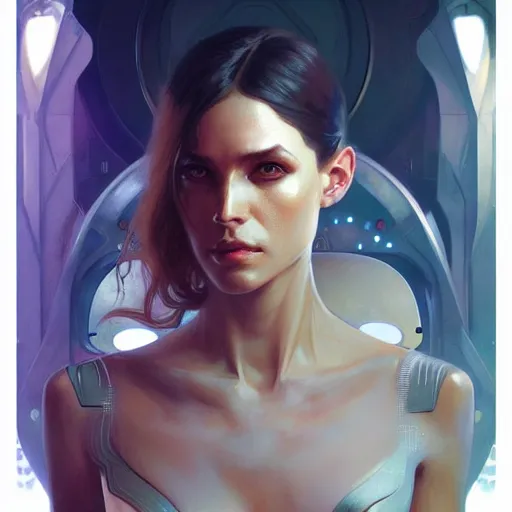 Image similar to futuristic Tobias Rahim, sci-fi, amber eyes, full body, fantasy, intricate, elegant, highly detailed, digital painting, artstation, concept art, smooth, sharp focus, illustration, art by artgerm and greg rutkowski and alphonse mucha