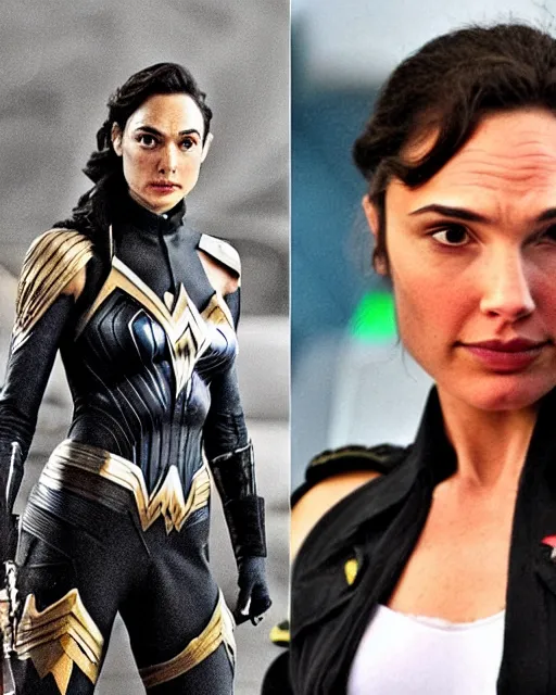 Image similar to A shapeshifter skrull transforming into actress Gal Gadot, beautiful girl wearing an Israeli military uniform