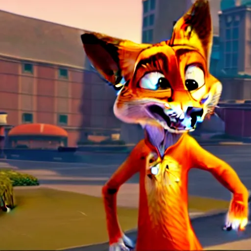 Image similar to Nick Wilde (from Zootopia) in a Grand Theft Auto: San Andrea loading screen