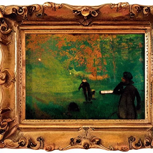 Image similar to glowing english autumn ocean blob cougar vision copper emerald, by jakub rozalski and edgar degas and william hogarth, impressionism, dutch golden age, # micro