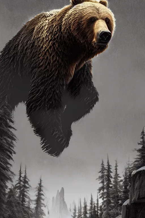 Prompt: portrait of a gigantic grizzly bear Monster, Single face, dramatic lighting, cinematic, establishing shot, extremly high detail, photo realistic, cinematic lighting, post processed, concept art, artstation, matte painting, style by eddie mendoza, raphael lacoste, alex ross