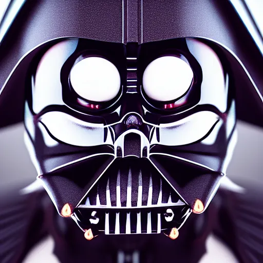 Prompt: 5 0 mm close - up photo of clown darth vader hybrid, compound eyes, symmetrical front face portrait, high quality, high resolution, octane unreal 5 realphoto raytrace render, intricate, hyper detailed, hard light, black flat background