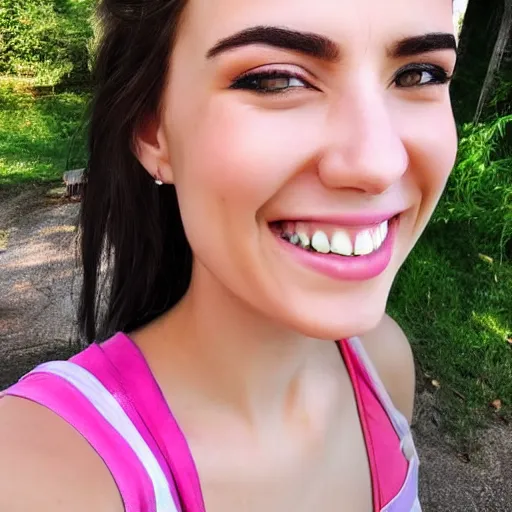 Prompt: a beautiful selfie, smile, ultra realistic, medium shot, makeup