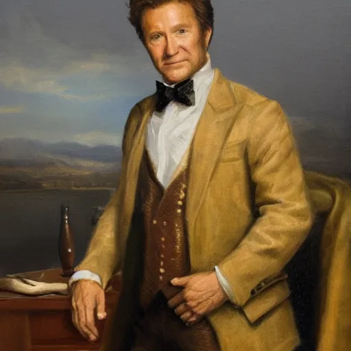 Prompt: portrait of Robert Herjavec, in the style of the Hudson River School