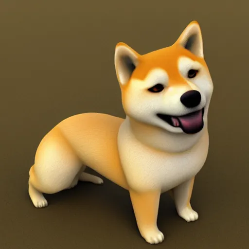 Image similar to a shiba inu dog on the surface of the moon, 3 d render, dramatic, photorealistic