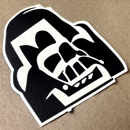 Prompt: symmetrical die cut sticker, darth vader