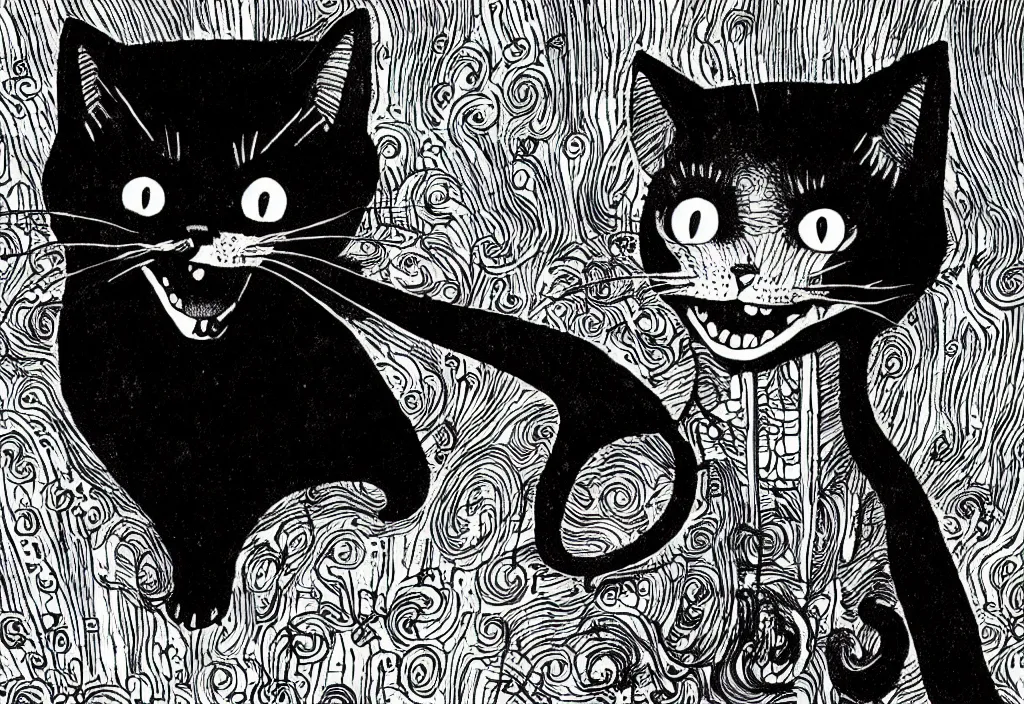 Image similar to smiling cat by junji ito