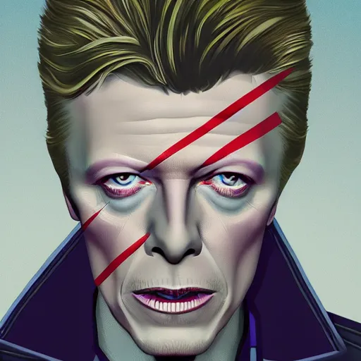 Prompt: david bowie in the style of disco elysium