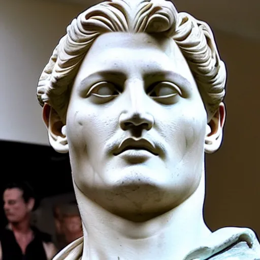 Image similar to johnny depp as a greek marble statue