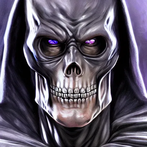 Image similar to ultra realistic portrait painting of skeletor as batman, art by stanley artgerm, 4 k, ultra realistic, highly detailed, epic lighting