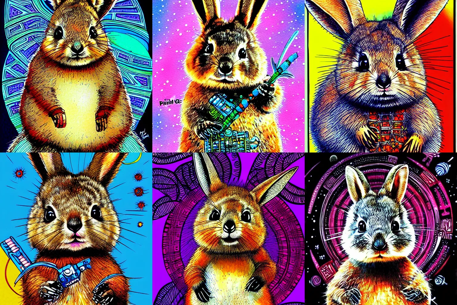 Prompt: very cute, cute rabbit quokka, kawaii, digital painting by philippe druillet