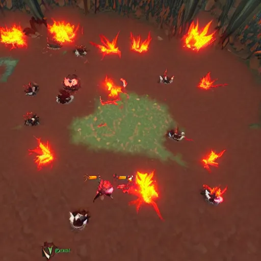 Image similar to TzKal-Zuk at the Inferno, old school runescape, lava river, magma, large shield of magma, obsidian pillars