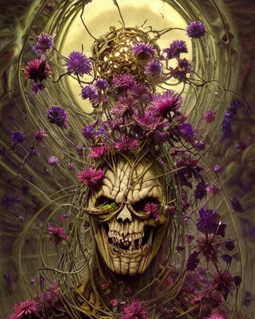 Image similar to the platonic ideal of flowers, rotting, insects and praying of cletus kasady ultimate carnage thanos dementor wild hunt doctor manhattan chtulu nazgul mandelbulb davinci, d & d, fantasy, ego death, detailed, intricate, hyperrealism, intense, scary, decay, dmt, art by artgerm and greg rutkowski and alphonse mucha