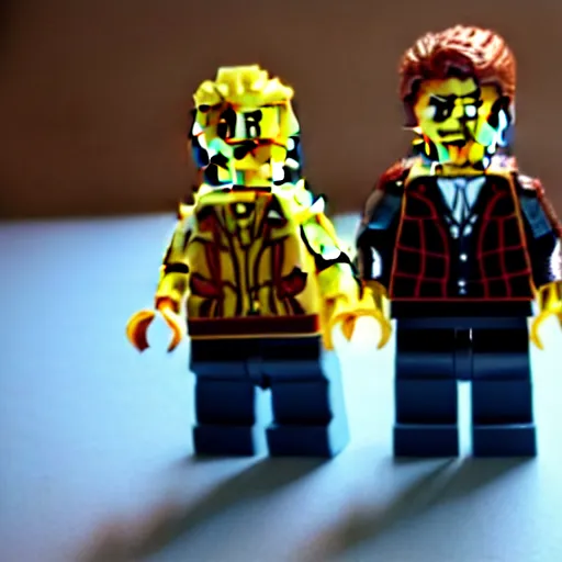 Image similar to a movie still from the lego version of fight club, move still, cinematic, dramatic, David fincher