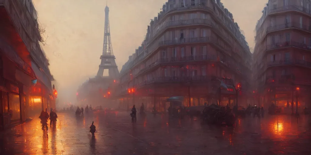 Image similar to paris in 1 9 1 7, extremely detailed digital painting, in the style of fenghua zhong and ruan jia and jeremy lipking and peter mohrbacher, mystical colors, rim light, beautiful lighting, 8 k, stunning scene, raytracing, octane, trending on artstation