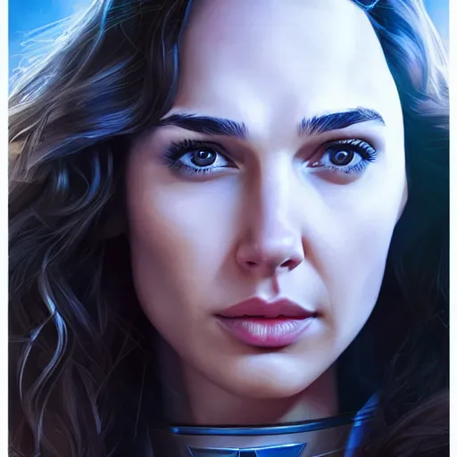 Prompt: a close up face of gal gadot as Kara Zor-El from Kryptonian planet by Stanley Artgerm Lau, WLOP, Rossdraws, James Jean, Andrei Riabovitchev, Marc Simonetti, Yoshitaka Amano, ArtStation, CGSociety, Full body shot