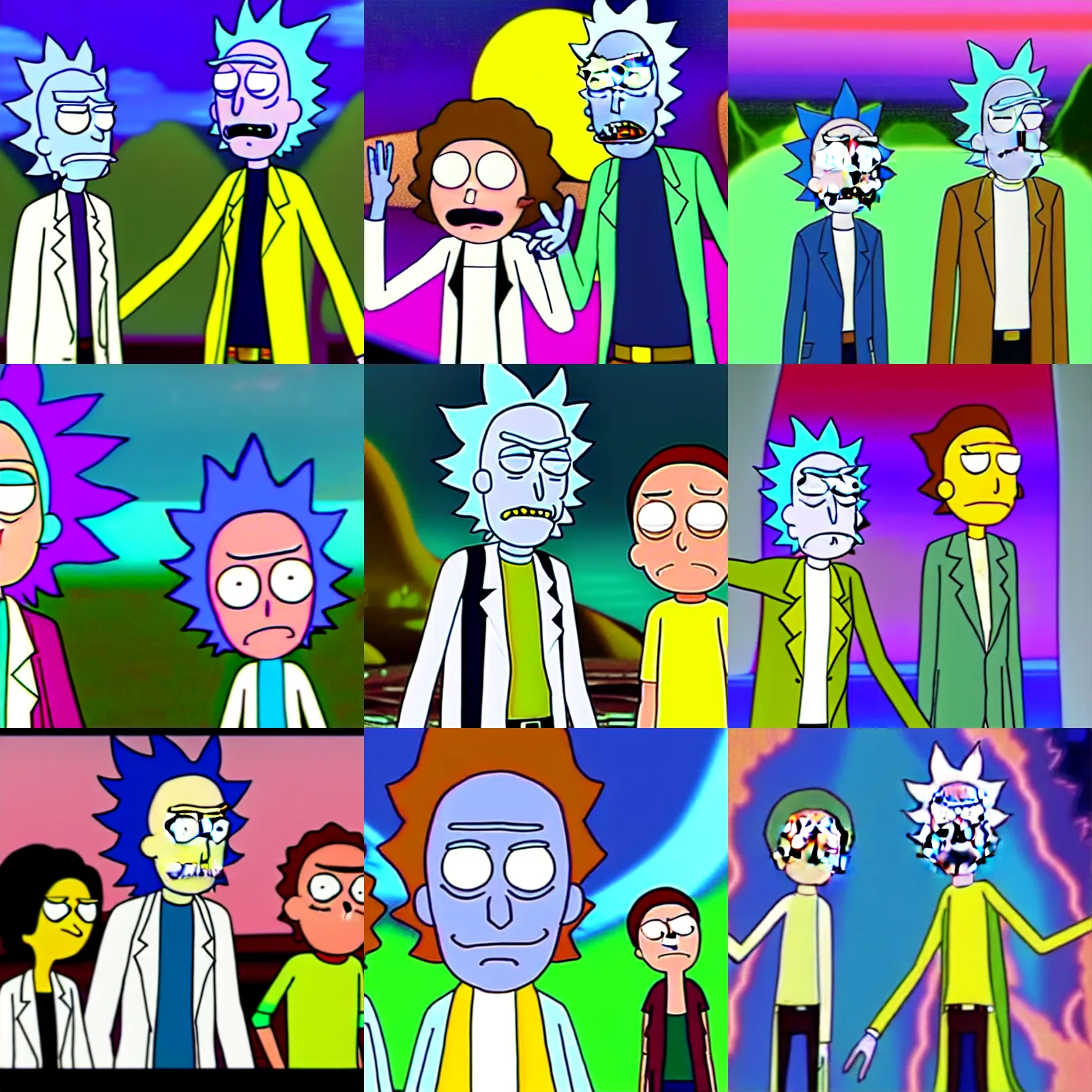 Prompt: rick and morty breaking the simulation