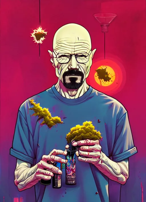 Image similar to zombie walter white mixing chemicals, tristan eaton, victo ngai, artgerm, rhads, ross draws