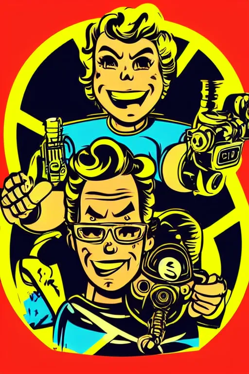 Image similar to fallout 7 6 retro futurist illustration art by butcher billy, sticker, colorful, illustration, highly detailed, simple, smooth and clean vector curves, no jagged lines, vector art, smooth andy warhol style