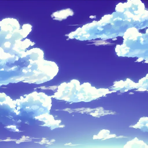 Prompt: a baby blue sky with paired clouds in anime style, 4K,