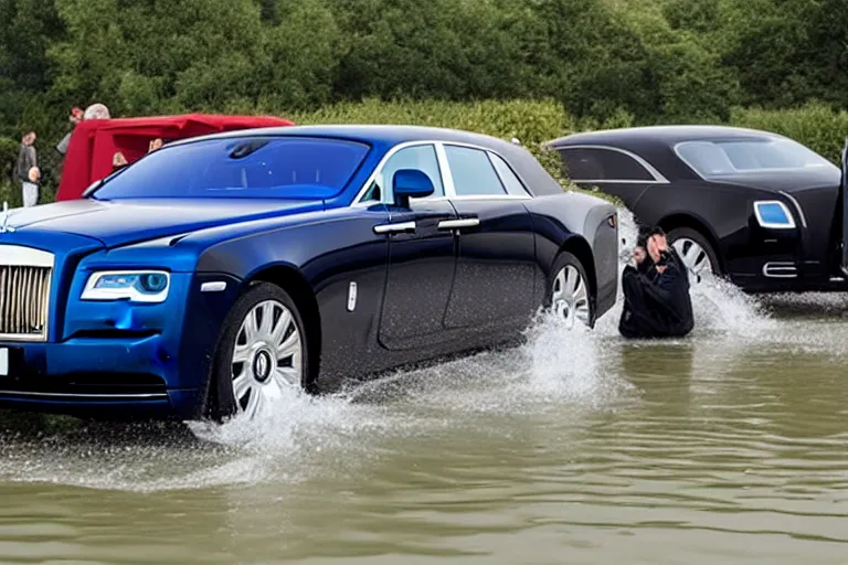 Image similar to stoned teenagers decided to drown Rolls-Royce