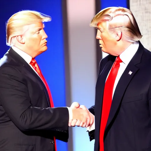 Prompt: anderson cooper and donald trump shaking hands