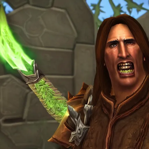 Image similar to nicholas cage in world of warcraft, official screenshot