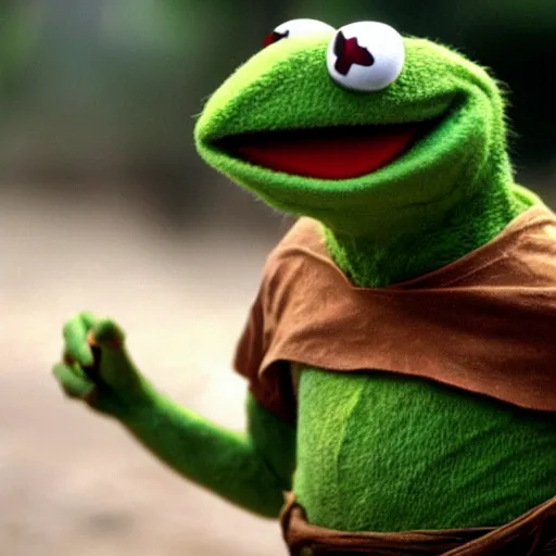 Image similar to Kermit the Frog, from Apocalypto (2006) movie