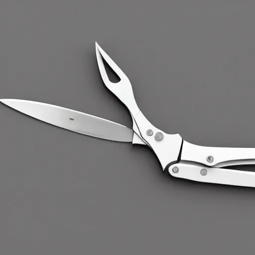 Image similar to “automated scissors by dieter rams, full product photo, keyshot render, white smooth industrial design, apple computer scissors”