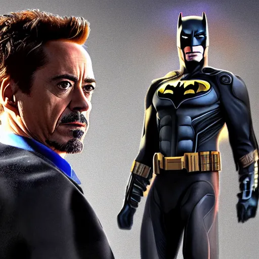 Prompt: Robert Downey Jr in a Batman suit, 8k ultra hd, hyper detailed