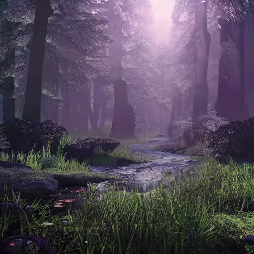 Prompt: beautiful illustration of a forest, highly detailed, crystal lighting, hyperrealistic, unreal engine, magical