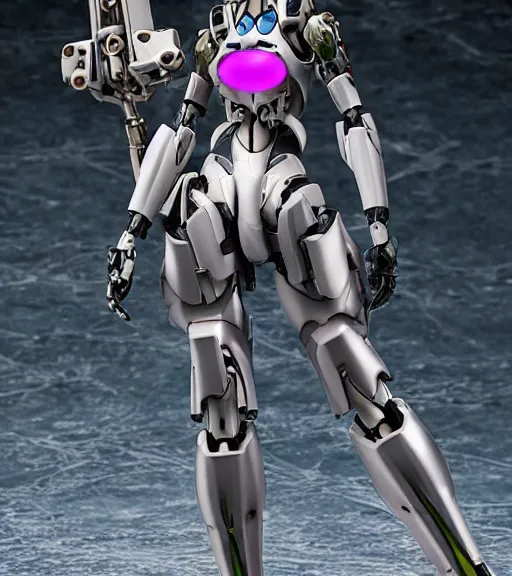 Image similar to Girl in mecha cyber Armor, portrait of the action figure of a girl, with bare legs，in the style of Kotobukiya ，anime figure