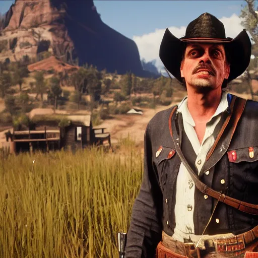 Image similar to steve buscemi stars as micah bell in the playstation 4 video game red dead redemption 2, beautiful screenshot