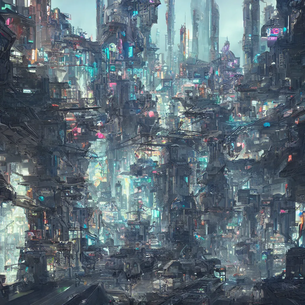 Image similar to a utopian futuristic cyberpunk saint - petersburg street, trending on artstation.