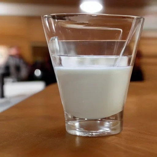 Prompt: milk is flowing like a river out of a scientist's mouth and it is flowing into the mouth of an android