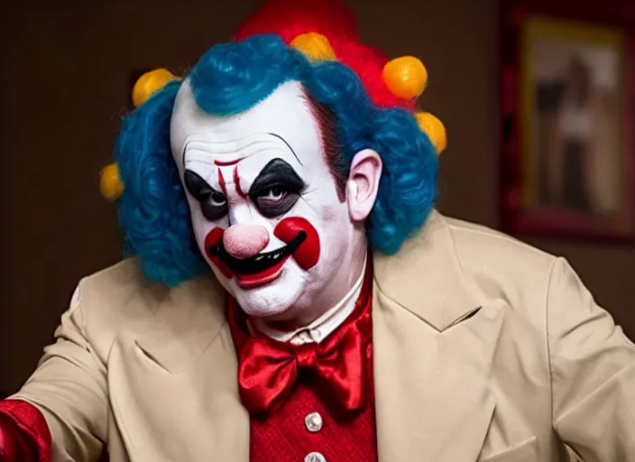 Prompt: ted cruz as wrinkles the clown, movie still, from the new wrinkles the clown movie, 8 k, realistic