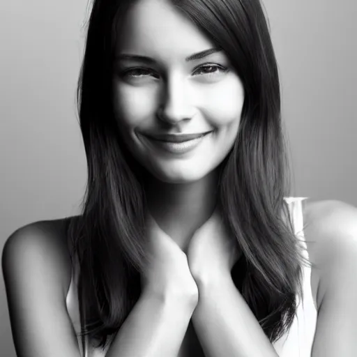 Image similar to very very very perfect face of a woman, soft skin, shy smile