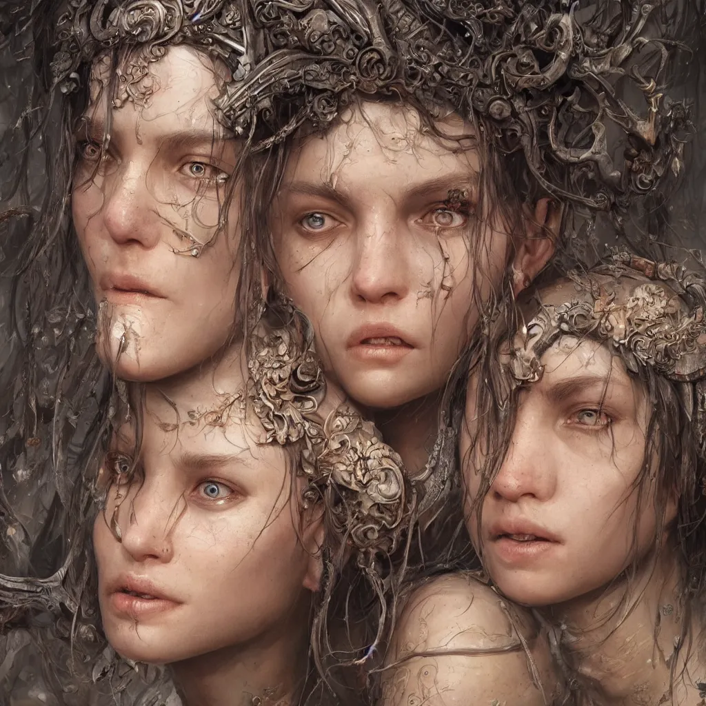 Prompt: Hyper realistic detailed portrait of a young Paludnitsa. Fantasy art by Eddie Mendoza, detailed and intricate environment, highly detailed, award winning art.