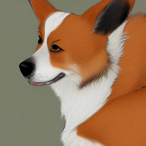 Image similar to a corgi comforting another sad corgi, digital art, artstation