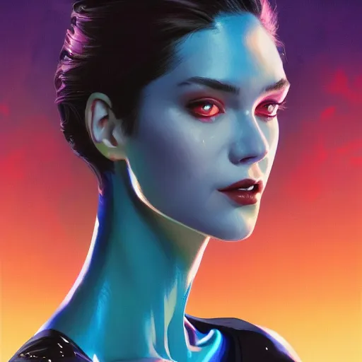 Image similar to half - lizard woman with cute - fine - face, pretty face, oil slick hair, perfect face, extremely fine details, volumetric lighting, dynamic background, poster by ilya kuvshinov katsuhiro otomo, magali villeneuve, artgerm, jeremy lipkin and michael garmash and rob rey, and silvain sarrailh
