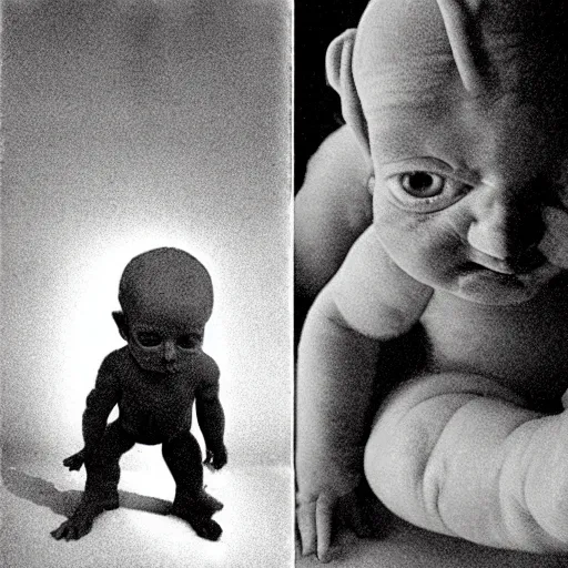 Image similar to shadow demon baby made of flesh and skin demon schizophrenia psychosis paralyzed stalked by CIA
