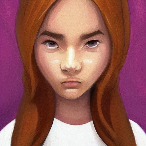 Image similar to young Latin girl with a beige hoodie, shy, focus on face, still, photograph, digital painting, trending on artstation, masterpiece, in the style of JB Casacop, disney