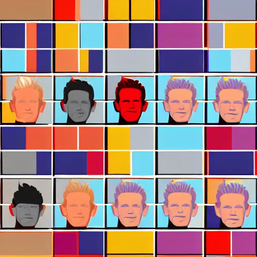 Image similar to a portrait of gordon ramsay stylized by geometric shapes, rounded corners, candy colors