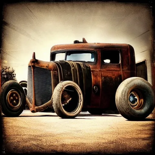 Image similar to “steampunk” “rat rod” truck 4k HD