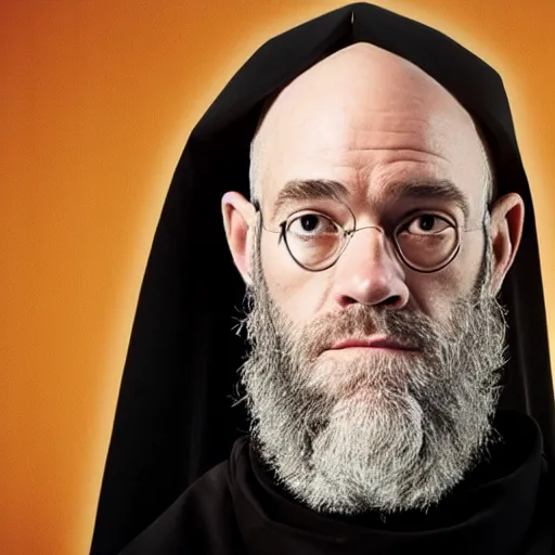 Image similar to michael stipe as a medieval monk