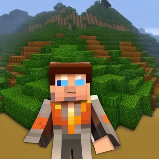 Image similar to steve from minecraft transcending to the 4 th dimension