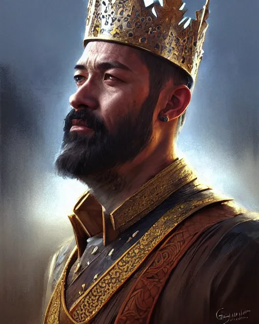 Prompt: the king in the east, with iron crown | | realistic shaded, fine details, realistic shaded lighting painting by greg rutkowski, diego gisbert llorens, magali villeneuve, artgerm, jeremy lipkin, michael garmash, rob rey