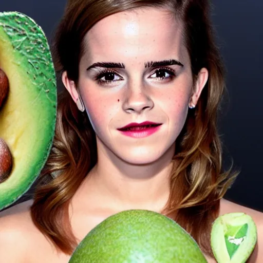 Image similar to emma watson as an avocado