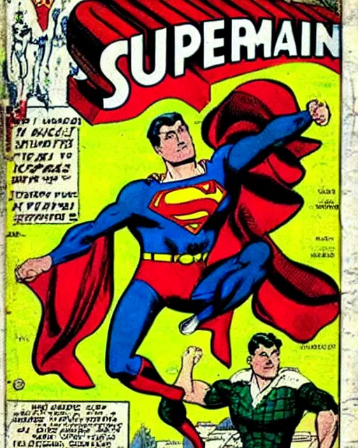 Prompt: a superman comic book cover from the 1 8 9 0 s