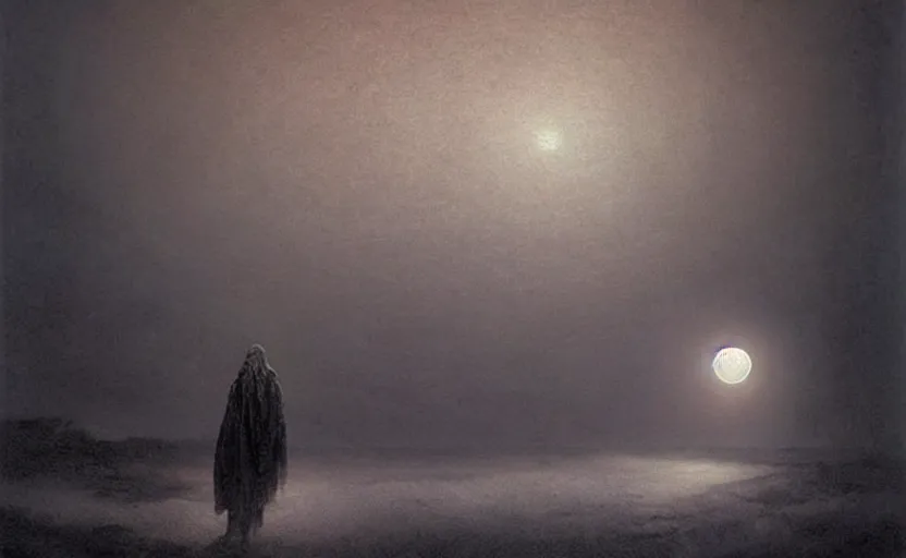 Prompt: the moon breaks apart and light poured out from inside, realistic digital art, concept art, beautiful painting by zdzislaw beksinski